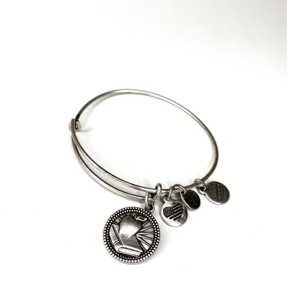 Alex and Ani Apple & Book Wisdom Bangle Teacher Gift Rafaelian Silver